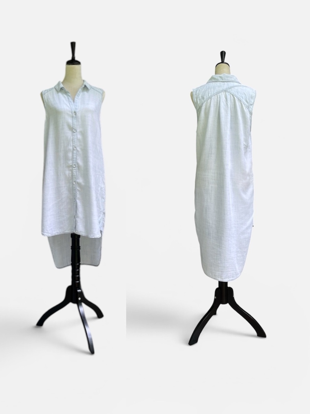 Chelsea & Violet Chambray Sleeveless High-Low Tencel Tunic Dress Sz M
